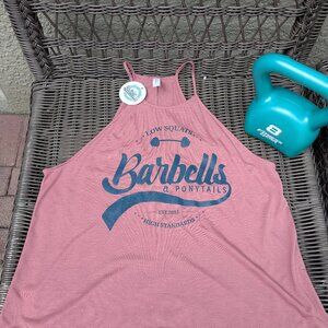 Barbells And Ponytails Flowy High Neck Tank Top Sz L NEW